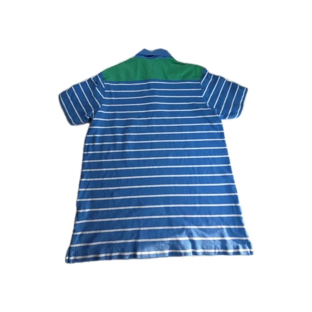 Vineyard Vines Polo Shirt Boys Large Blue Stripe Cotton Whale Logo‎ Casual